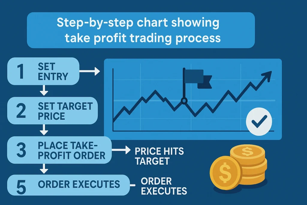 Step-by-step chart showing take profit trader process