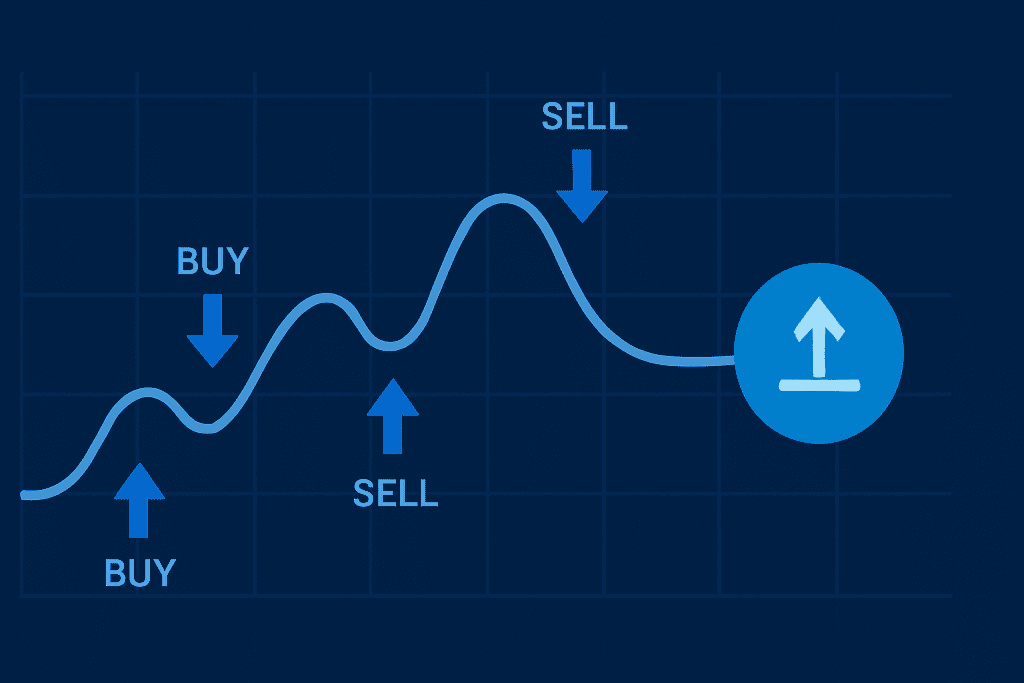 Intraday trading chart with buy and sell orders.