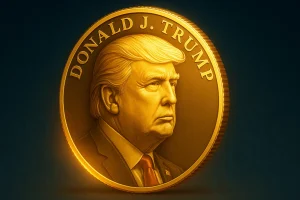 image of golden Trump Coin representing cryptocurrency investment