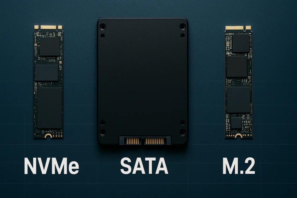 comparison of m.2, nvme, sata ssds side by side