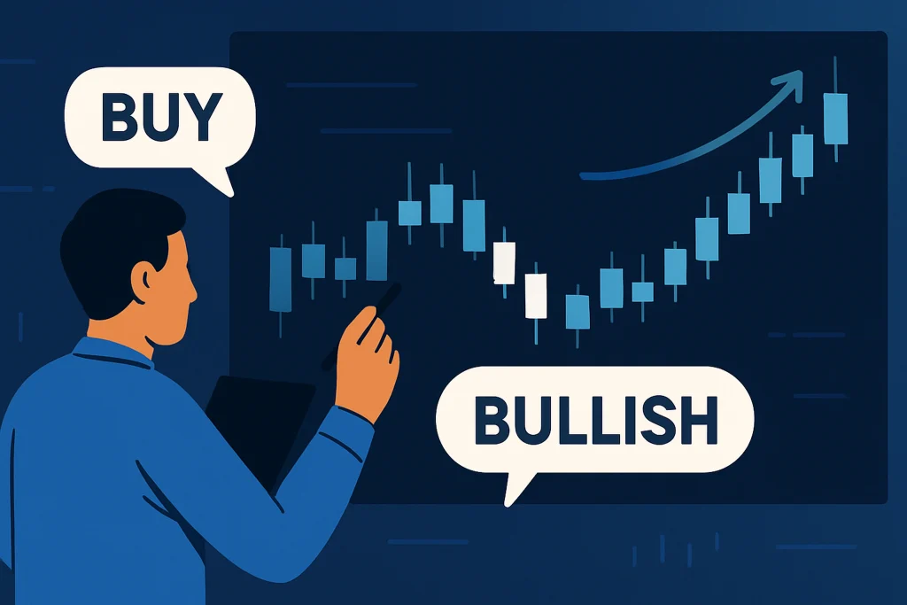 Trader analyzing bullish candlestick pattern signals