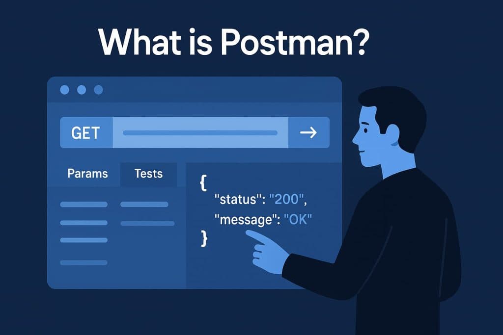 Developer demonstrating what is Postman interface for testing API responses.