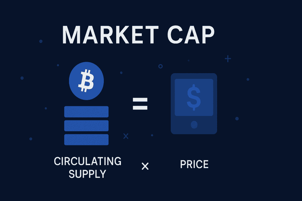 Market cap equals circulating supply times price.