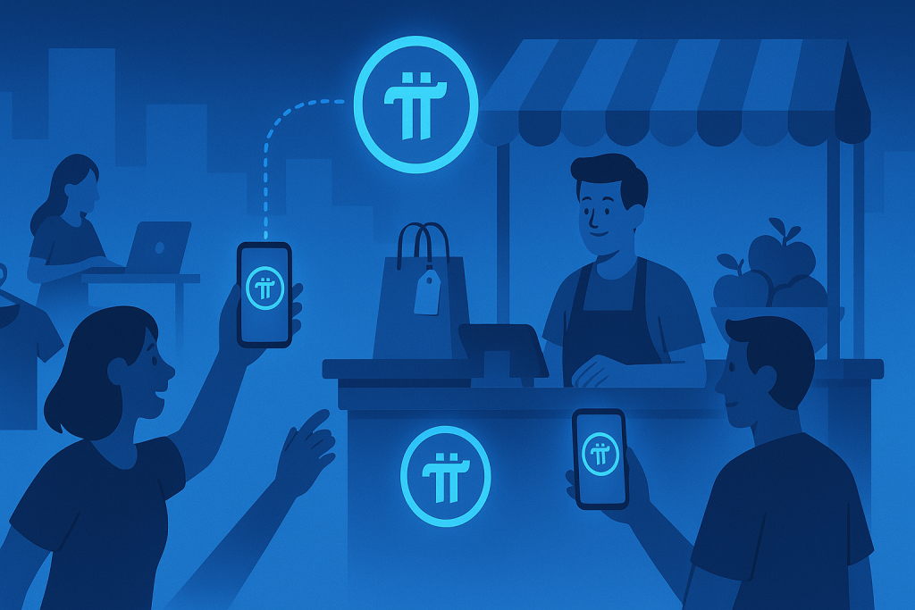 People using Pi Coin value to pay in digital market.