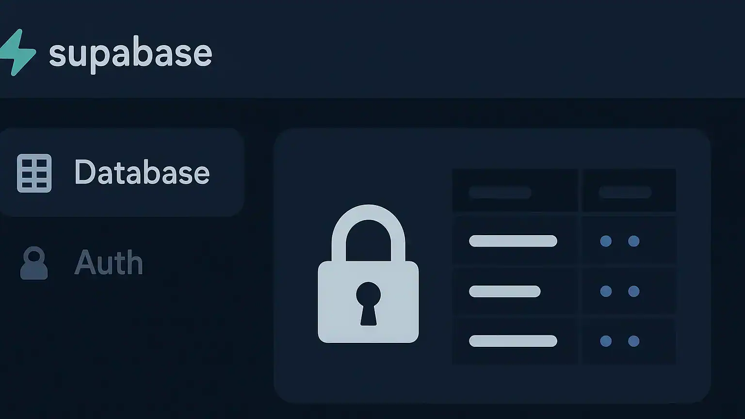 Supabase interface showing database and authentication tools.