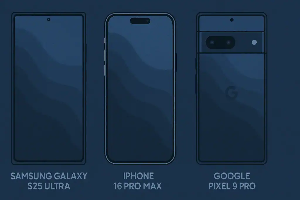 Samsung Galaxy S25 Ultra review over iPhone 16 Pro Max, and Google Pixel 9 Pro, illustrating design and display differences