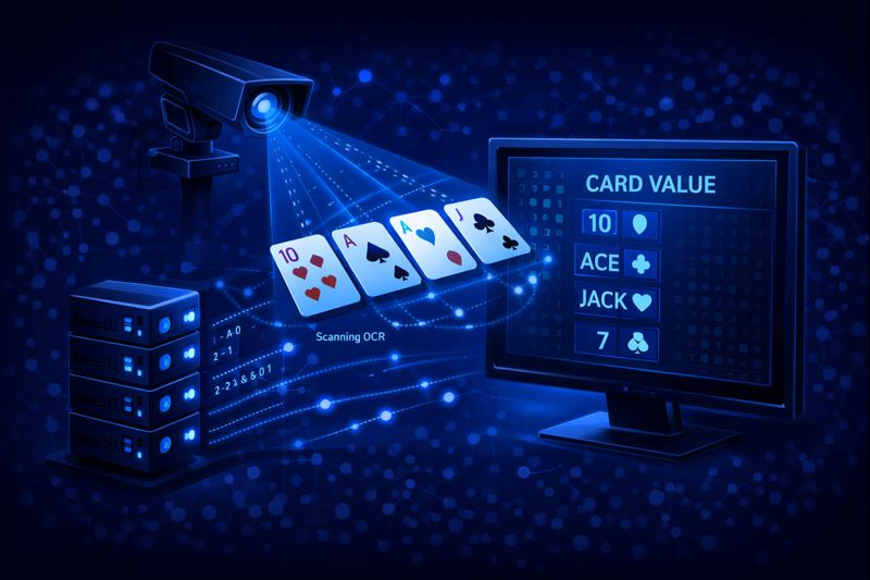 OCR system detecting cards and converting results into on-screen data