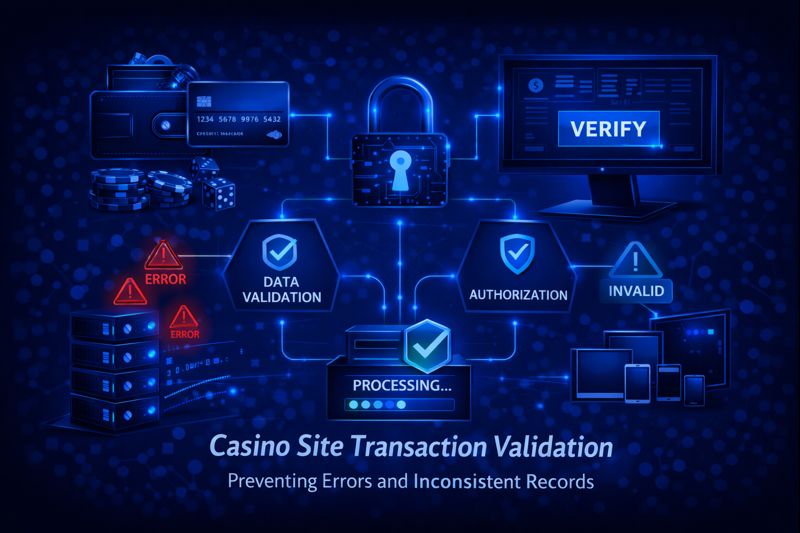 Casino site transaction validation preventing errors and inconsistent records