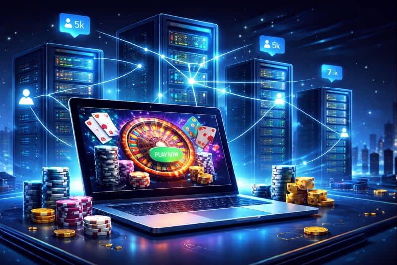 Casino site peak traffic distributed across multiple servers
