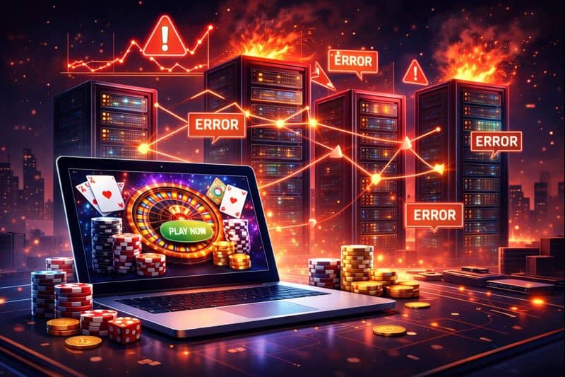 Casino site peak traffic spike stressing backend systems