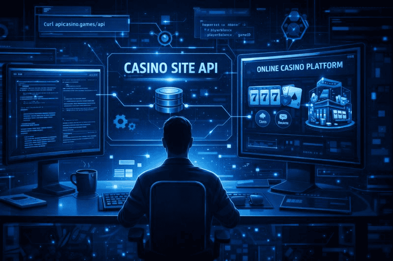 Developer integrating Casino Site API with gaming platform.