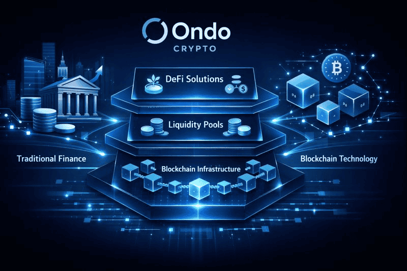 Ondo Crypto DeFi layers connecting traditional finance with blockchain infrastructure