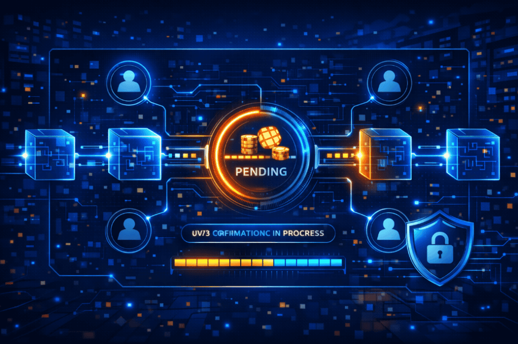 Casino site blockchain transaction waiting for required network confirmations