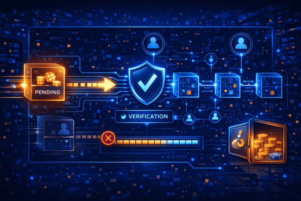 Casino site blockchain verification reducing double spend risk before crediting deposits