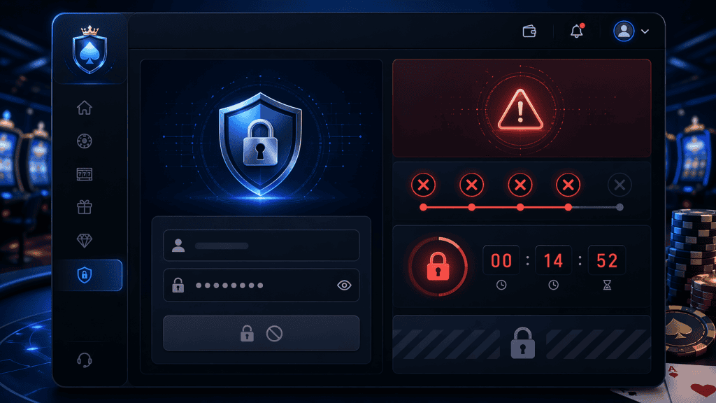 Security alert screen showing failed login attempts and temporary account lock notice