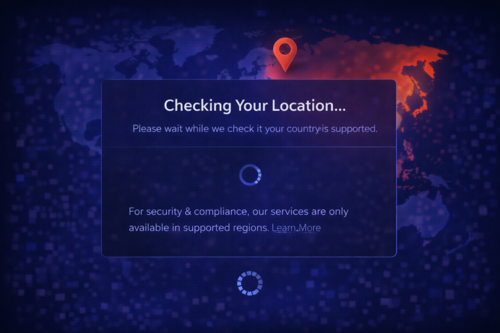 Casino platform checking user location before account or game access