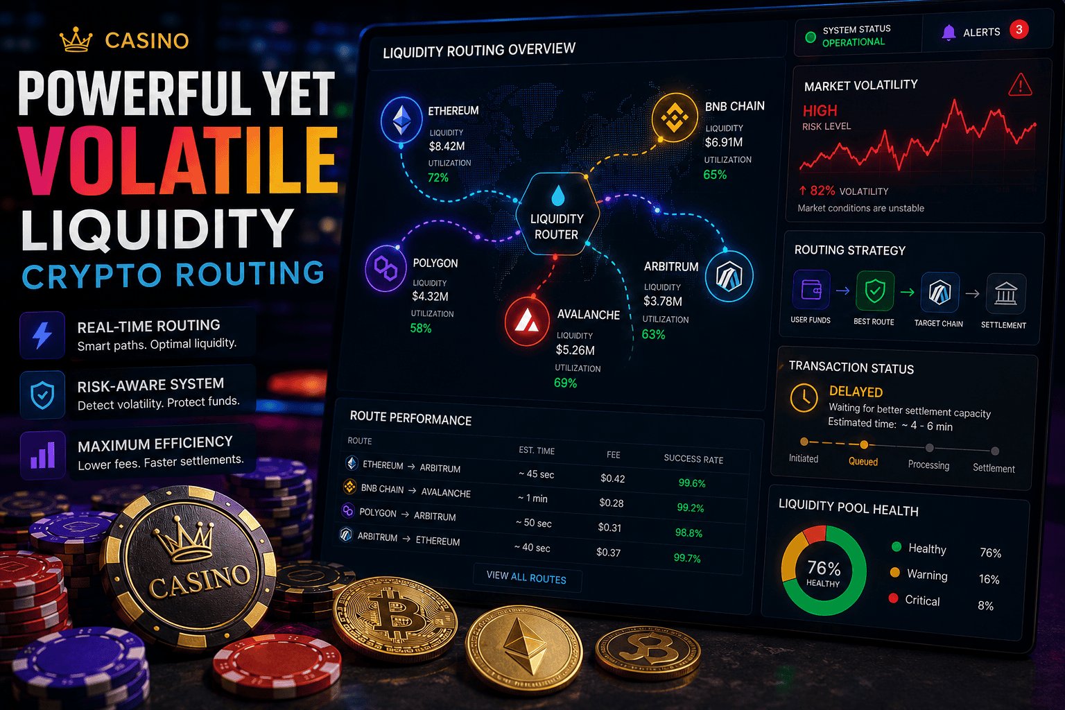 Powerful Yet Volatile Casino Site Liquidity Crypto Routing