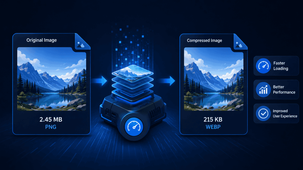 Compressed website images prepared for faster page loading