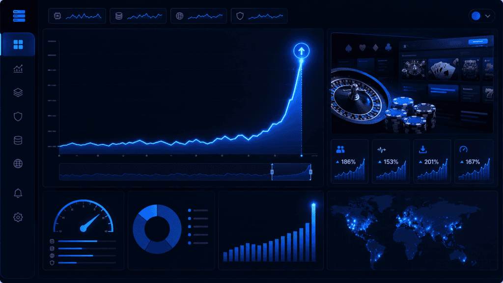 Hosting analytics screen showing a sudden increase in site traffic in casino website